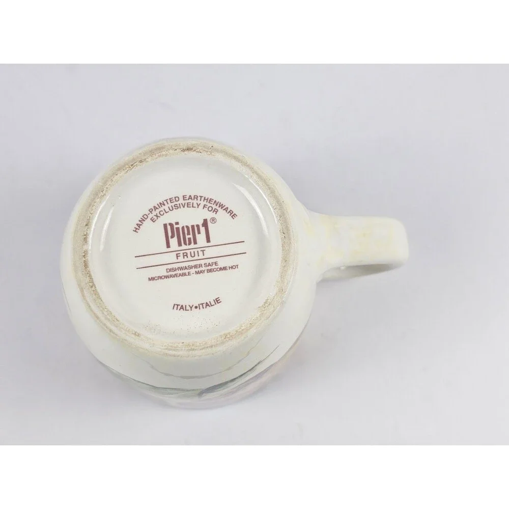 Pier 1 Fruit Hand-Painted Earthenware Coffee Mug Microwave Dishwasher Safe Italy